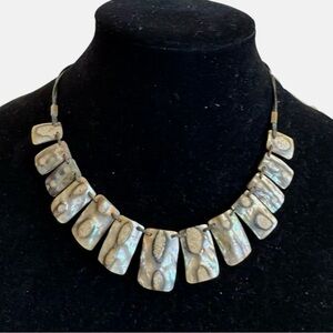 Stunning French Designer Necklace Signed Nature Ceramic Mother of Pearl Beads